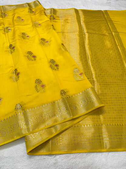 Gold Raw Mango Premium Banarasi Saree