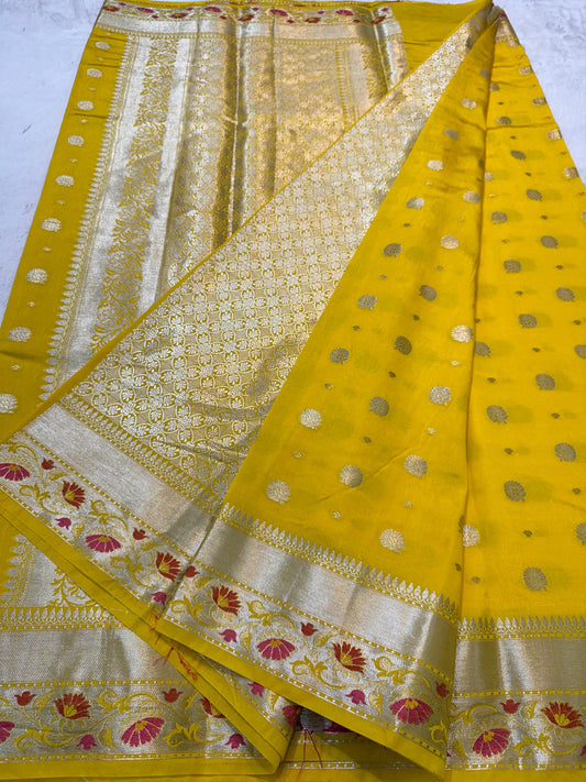 Gold Raw Mango Premium Banarasi Saree