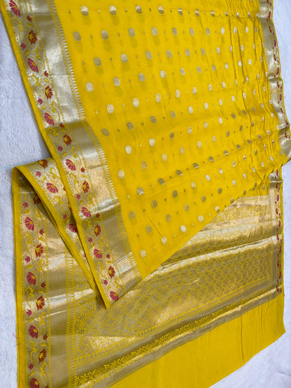 Gold Raw Mango Premium Banarasi Saree