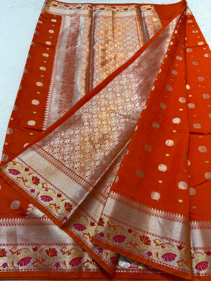 Orange Raw Mango Premium Banarasi Saree