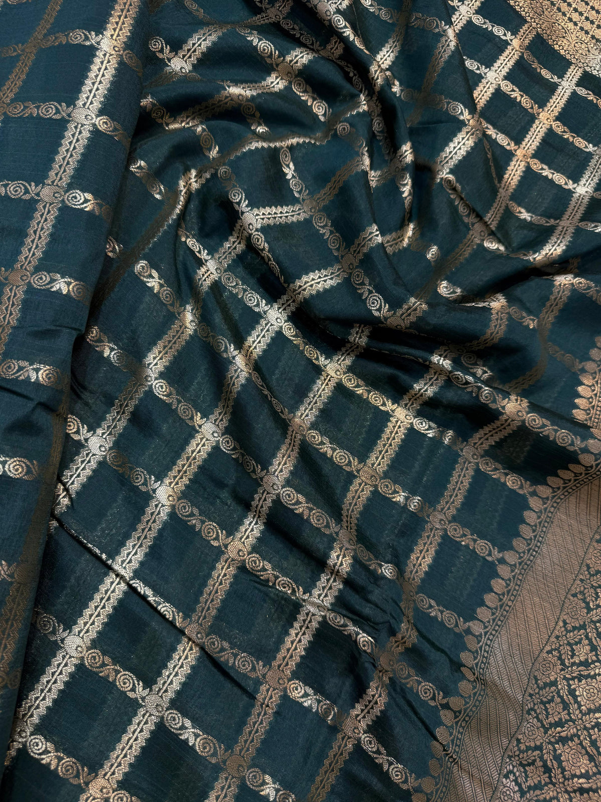 Bottle Green Raw Mango Premium Banarasi Saree