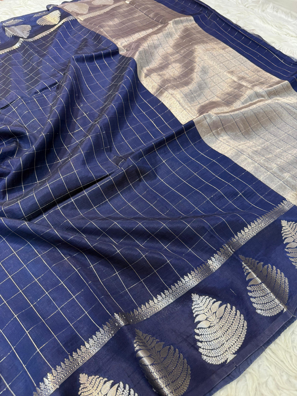 Navy Blue  Raw Mango Premium Banarasi Saree