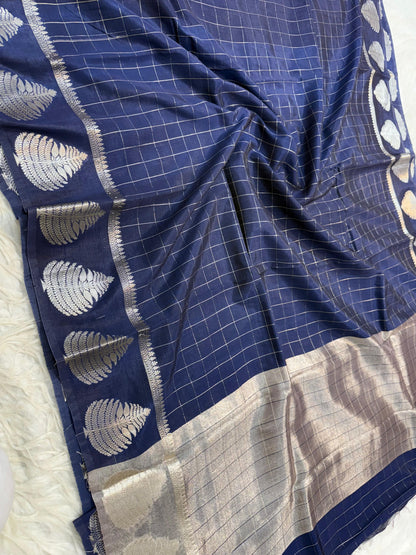 Navy Blue  Raw Mango Premium Banarasi Saree