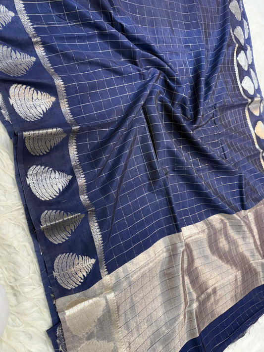Navy Blue  Raw Mango Premium Banarasi Saree