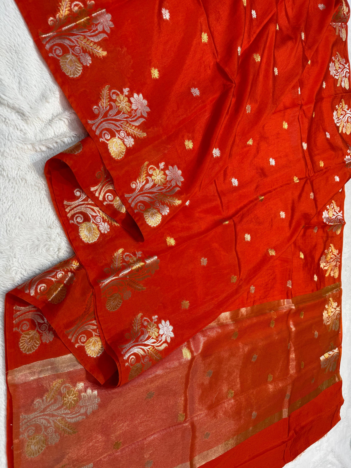 Orange Raw Mango Premium Banarasi Saree