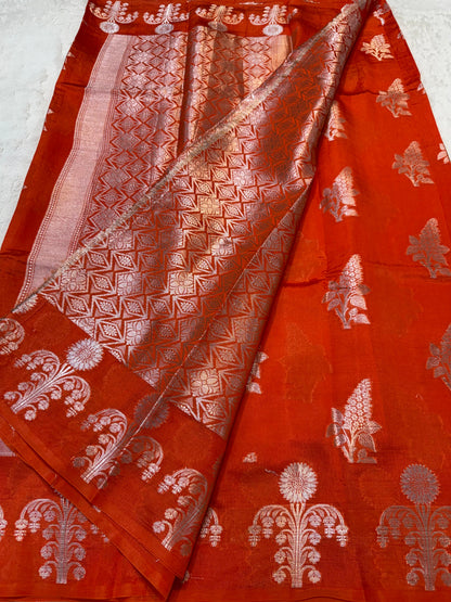 Orange Raw Mango Premium Banarasi Saree
