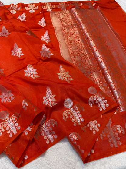 Orange Raw Mango Premium Banarasi Saree