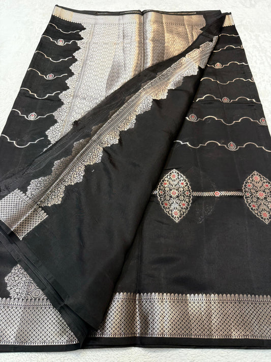 Black Pure Mango Silk Premium Banarasi Saree