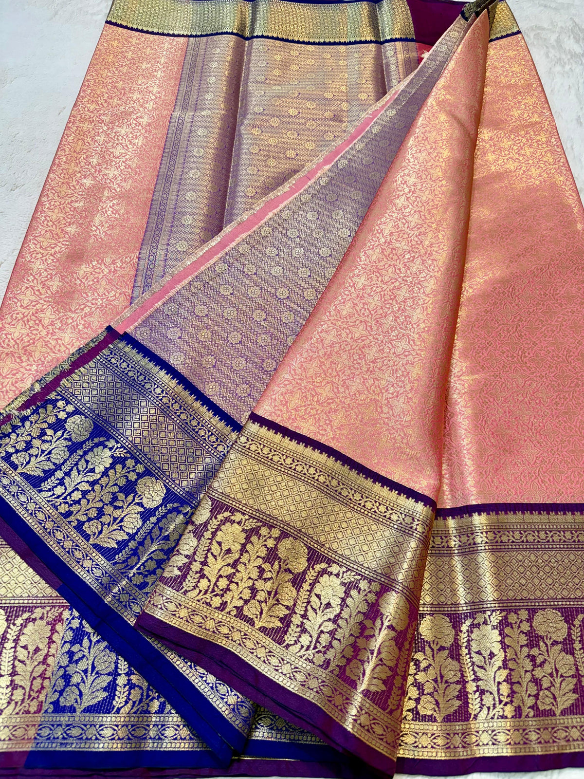 Peach Kanchi Silk Premium Banarasi Saree