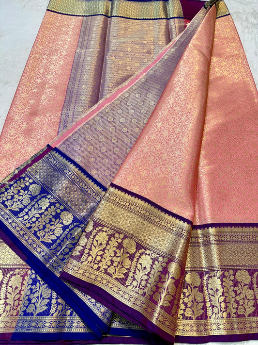 Peach Kanchi Silk Premium Banarasi Saree