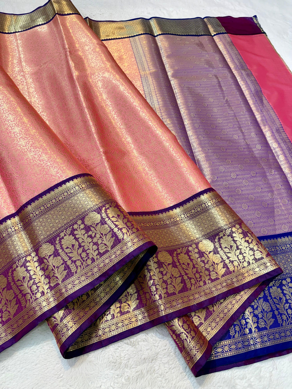 Peach Kanchi Silk Premium Banarasi Saree