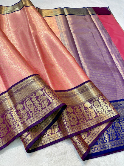 Peach Kanchi Silk Premium Banarasi Saree
