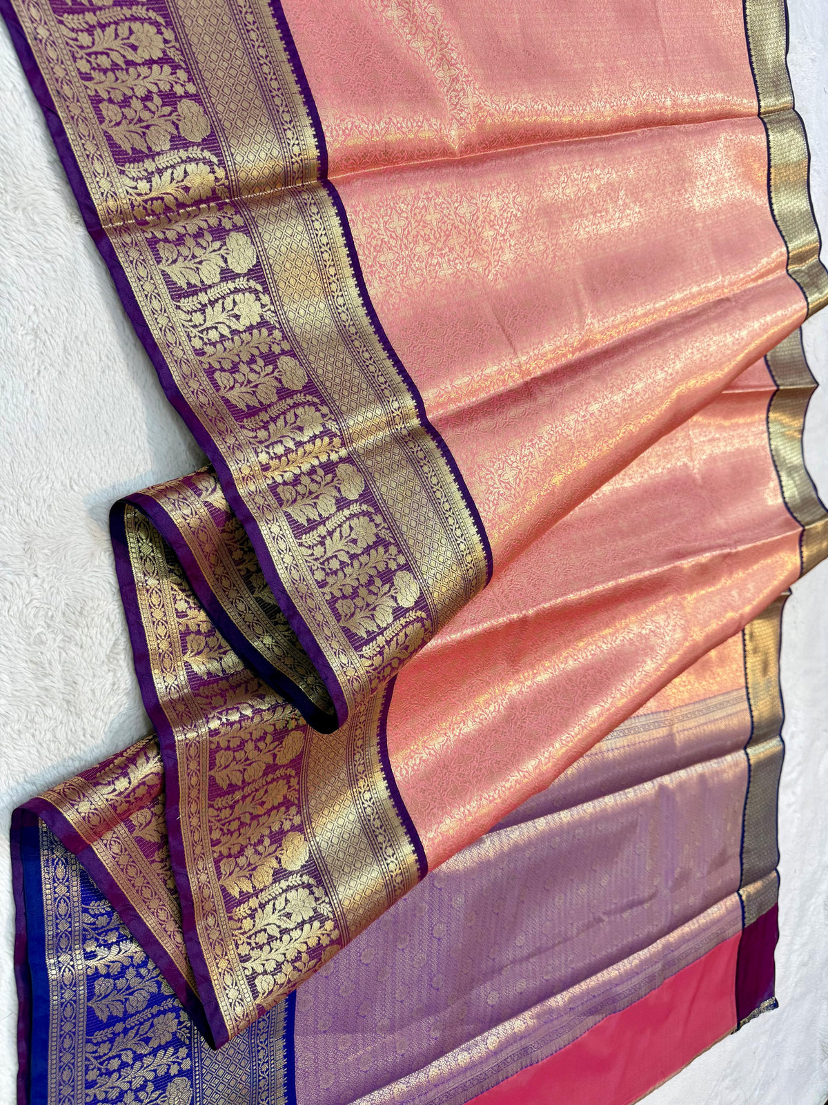 Peach Kanchi Silk Premium Banarasi Saree