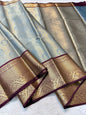 Peach Kanchi Silk Premium Banarasi Saree