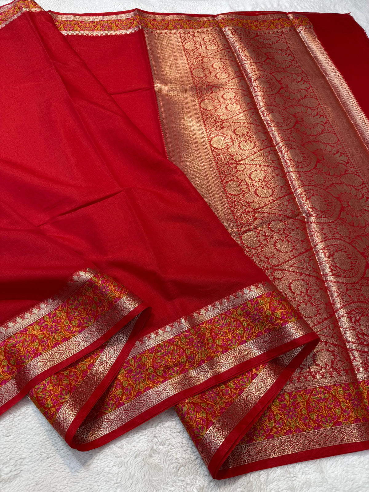 Red Cotton Tilfi Premium Banarasi Saree