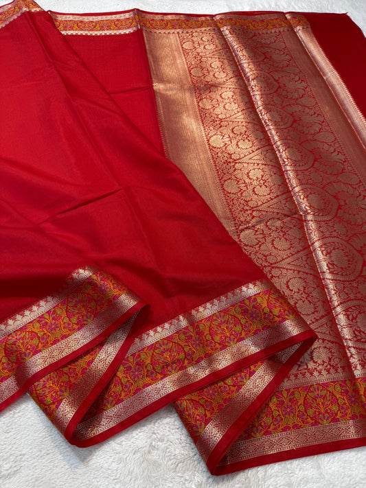 Red Cotton Tilfi Premium Banarasi Saree