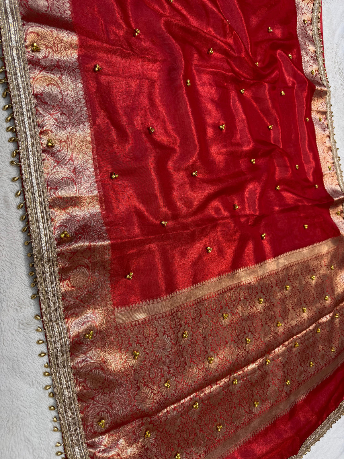 Red Tissue Ghungaroo Premium Banarasi Saree