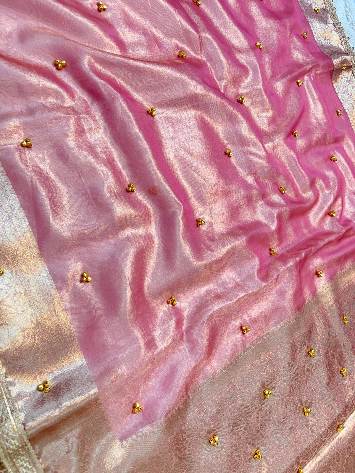 Pink Tissue Ghungaroo Premium Banarasi Saree