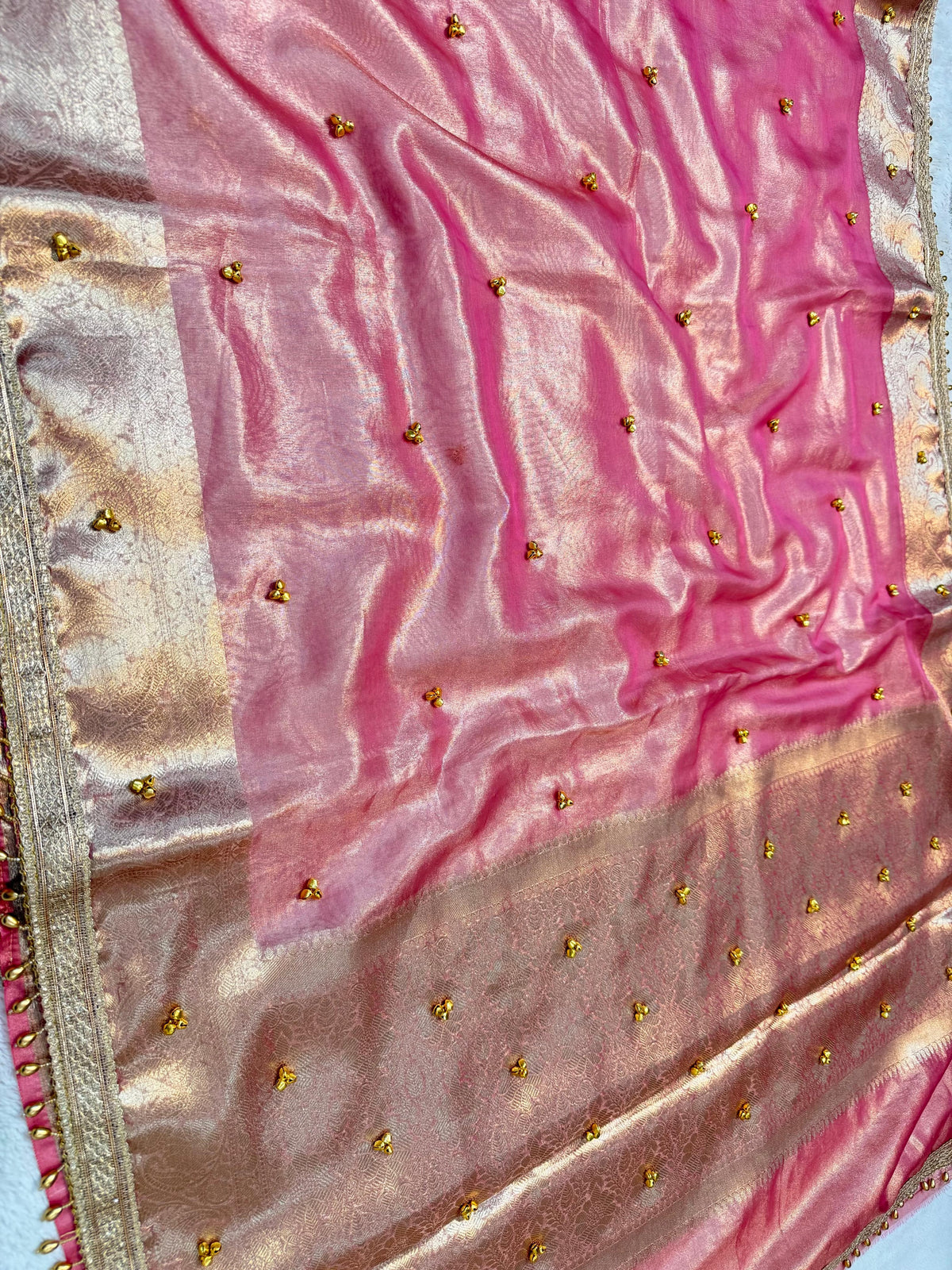 Pink Tissue Ghungaroo Premium Banarasi Saree