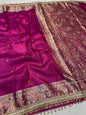 Magenta Tissue Ghungaroo Mirror Work Premium Banarasi Saree