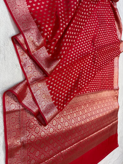 Red Georgette Premium Banarasi Saree