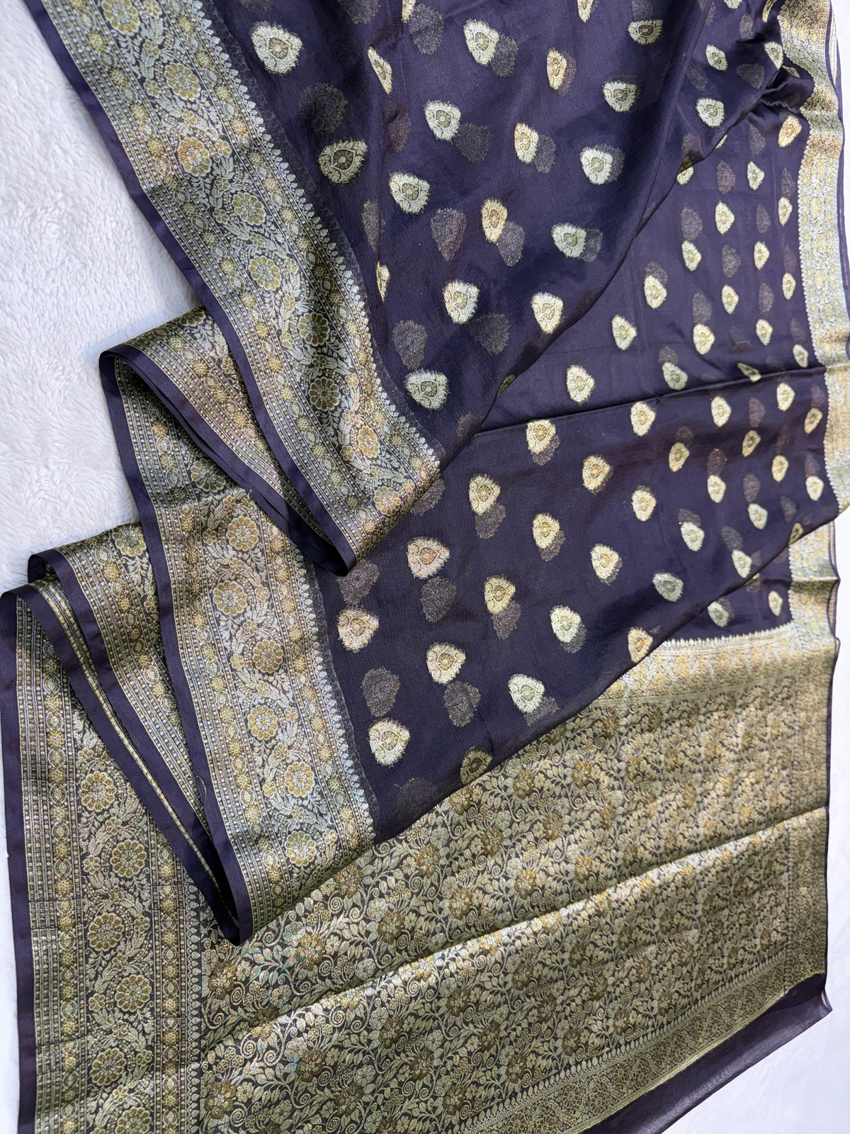 Black Cotton Kota Premium Banarasi Saree