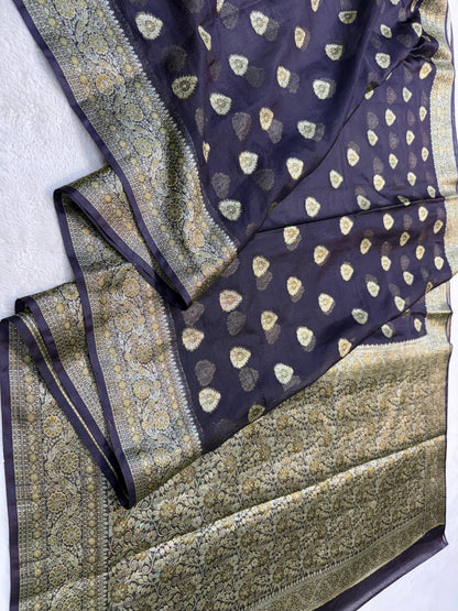 Black Cotton Kota Premium Banarasi Saree