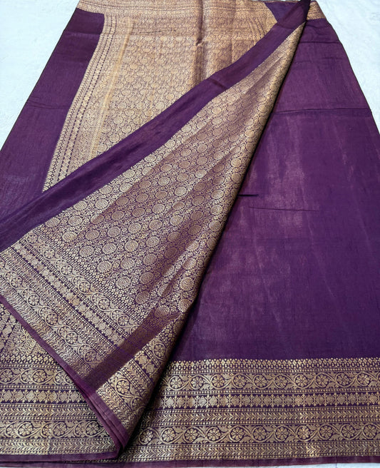 Magenta Raw Mango Banarasi Saree