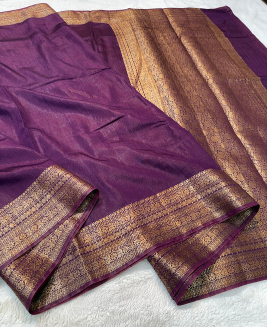 Magenta Raw Mango Banarasi Saree
