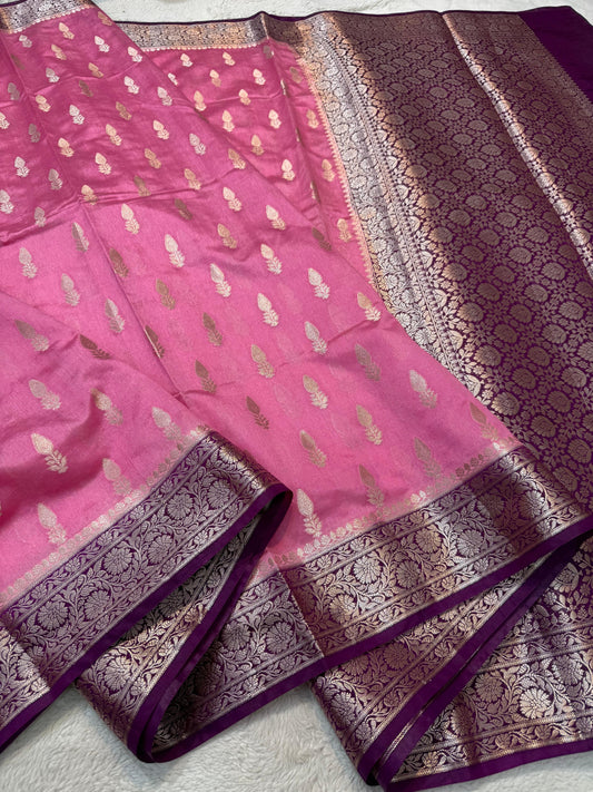 Pink Raw Mango Banarasi Saree