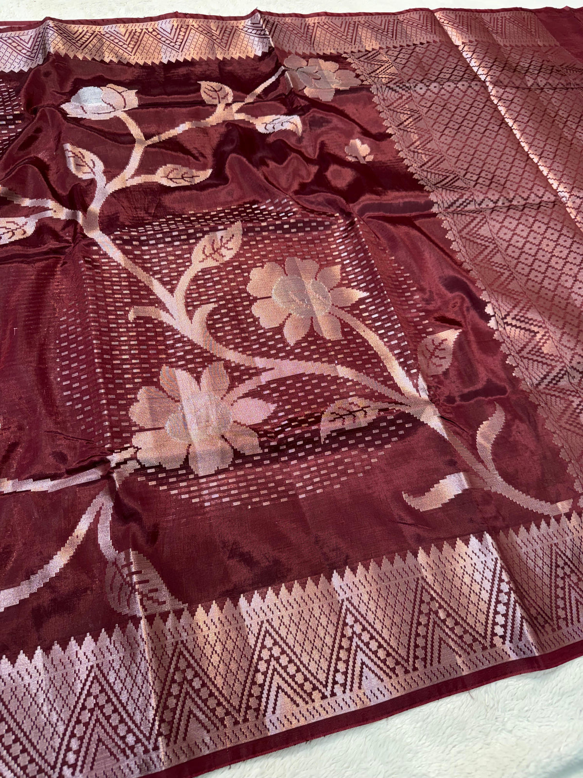 Maroon Viscose Premium Banarasi Saree