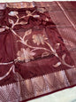 Maroon Viscose Premium Banarasi Saree