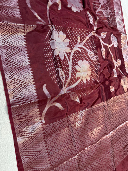 Maroon Viscose Premium Banarasi Saree