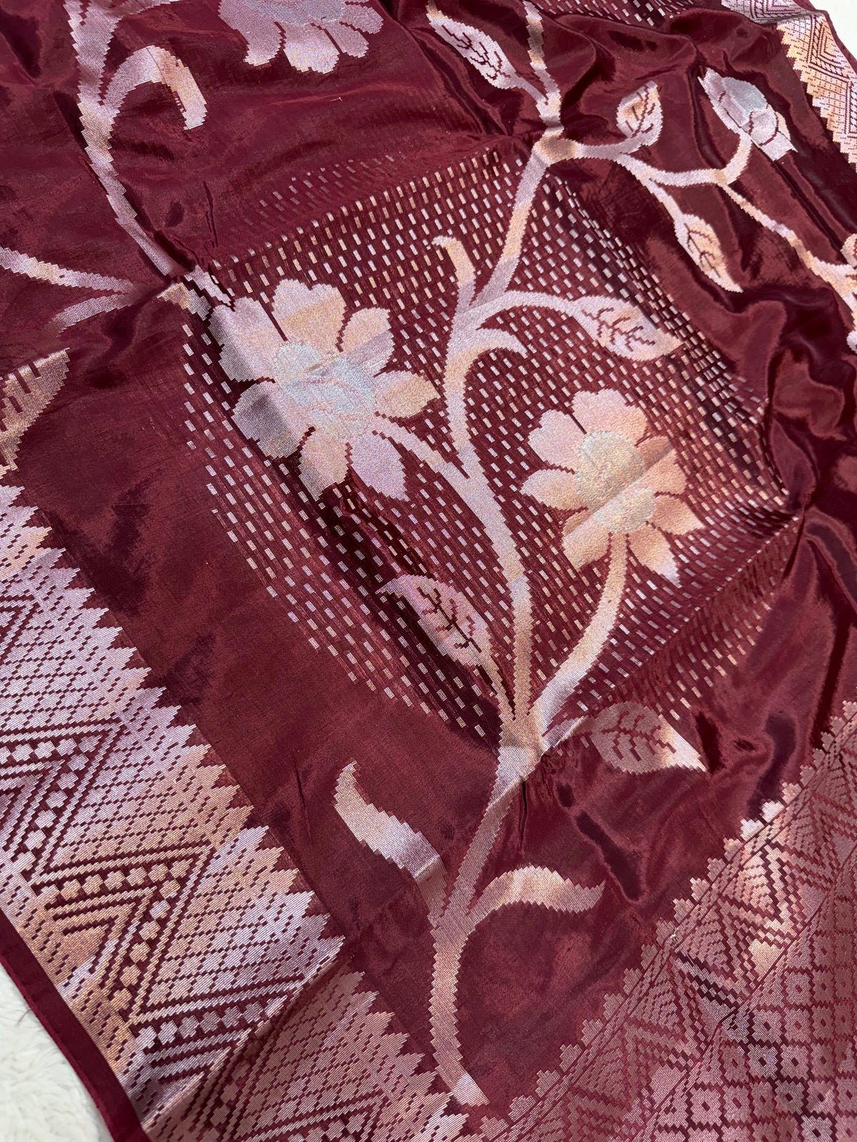 Maroon Viscose Premium Banarasi Saree
