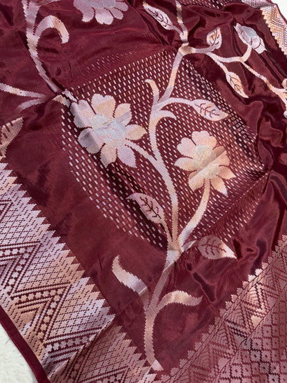 Maroon Viscose Premium Banarasi Saree