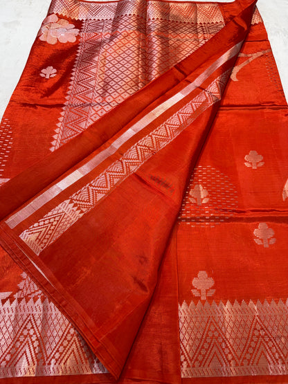 Orange Viscose Premium Banarasi Saree