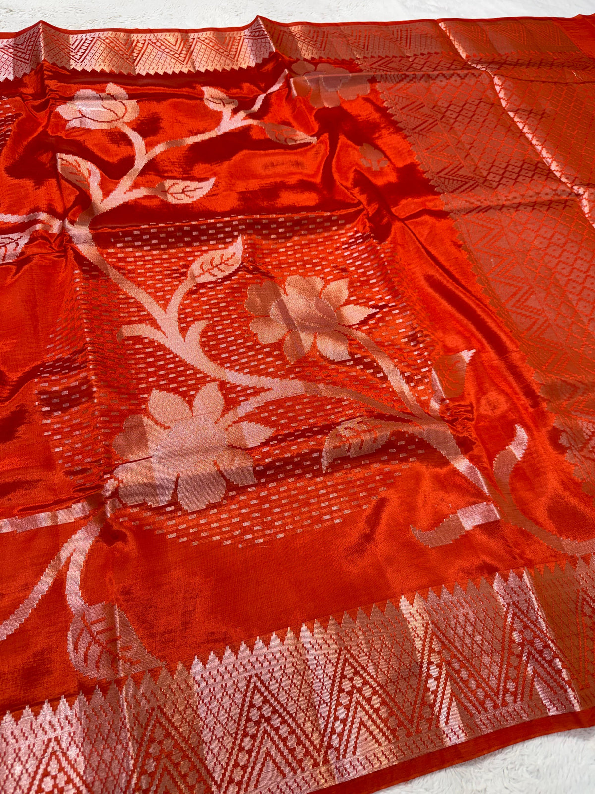 Orange Viscose Premium Banarasi Saree