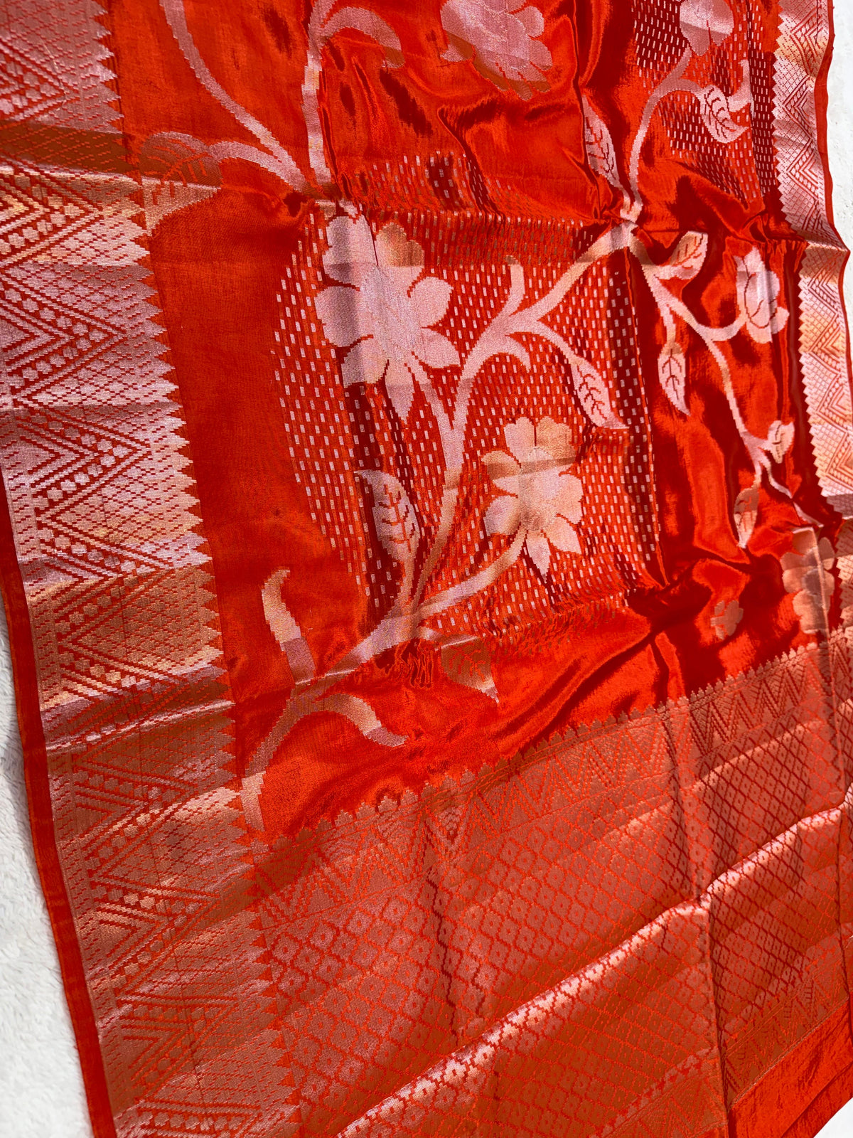 Orange Viscose Premium Banarasi Saree