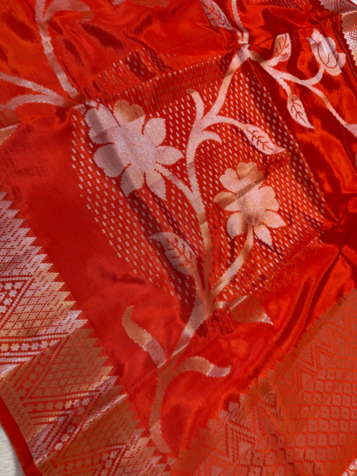 Orange Viscose Premium Banarasi Saree