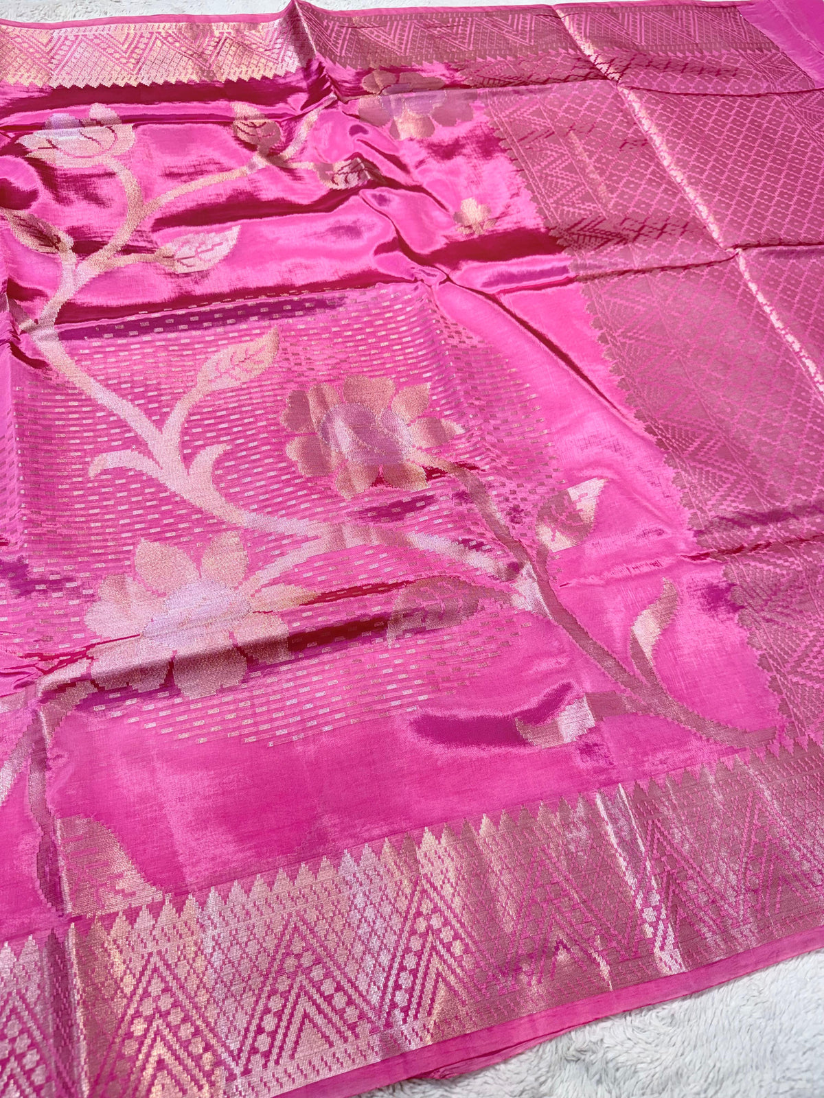 Pink Viscose Premium Banarasi Saree