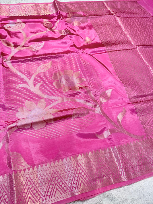 Pink Viscose Premium Banarasi Saree