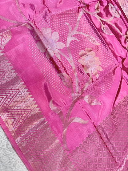 Pink Viscose Premium Banarasi Saree
