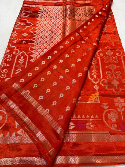Orange Viscose Minakari Premium Banarasi Saree