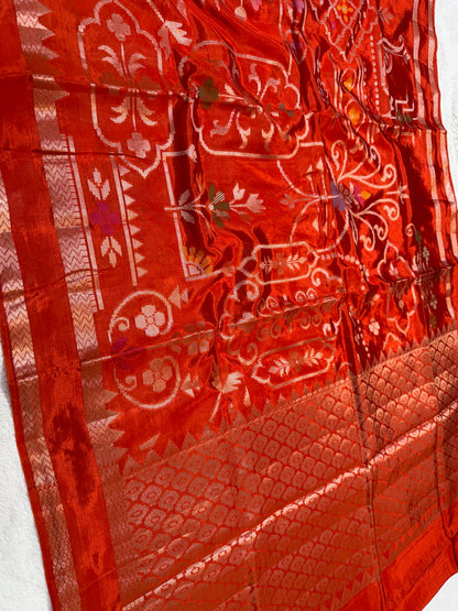 Orange Viscose Minakari Premium Banarasi Saree