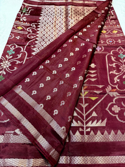 Maroon Viscose Minakari Premium Banarasi Saree