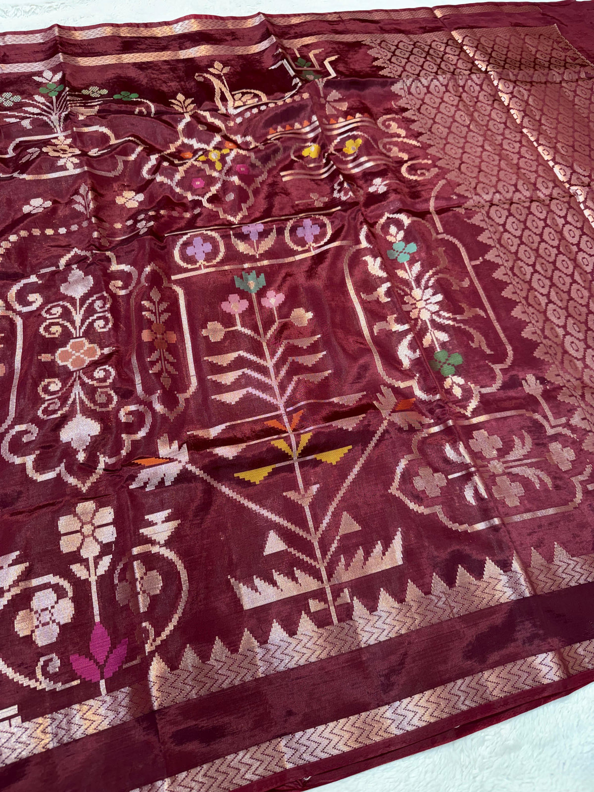 Maroon Viscose Minakari Premium Banarasi Saree