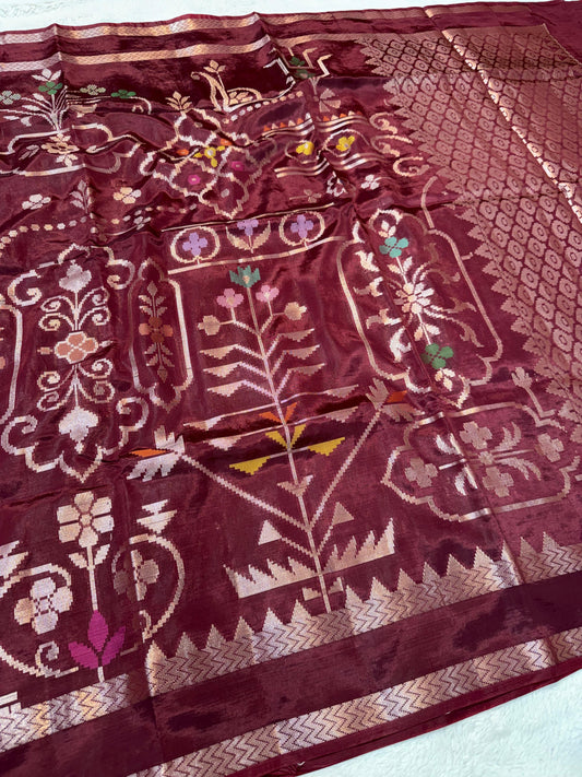 Maroon Viscose Minakari Premium Banarasi Saree