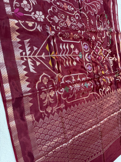 Maroon Viscose Minakari Premium Banarasi Saree