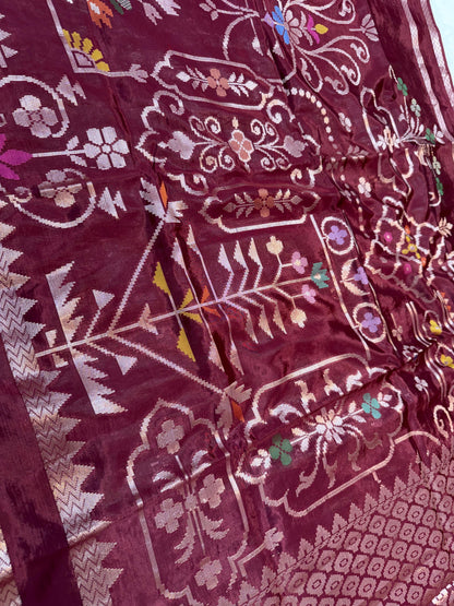 Maroon Viscose Minakari Premium Banarasi Saree