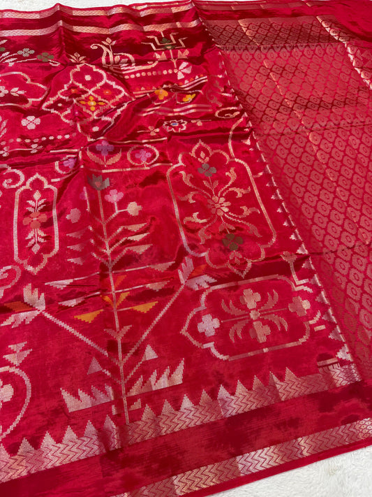 Red Viscose Minakari Premium Banarasi Saree